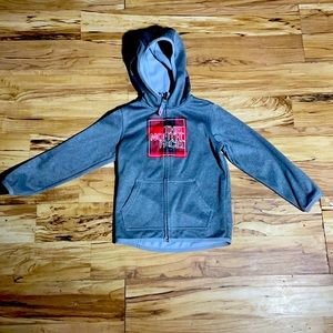 Gray North Face Zippered Hoodie Jacket